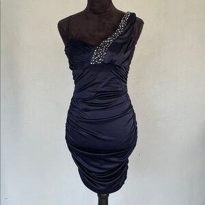 City Studio Navy One-Shoulder Dress